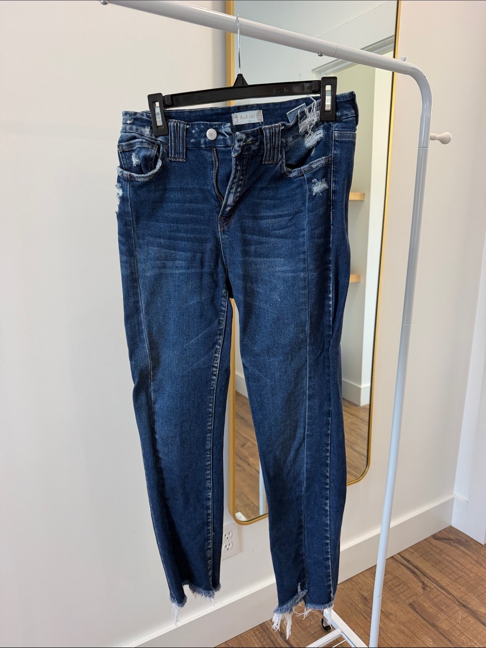 Altar'd State Dark Blue Skinny Jeans with Distressed Details